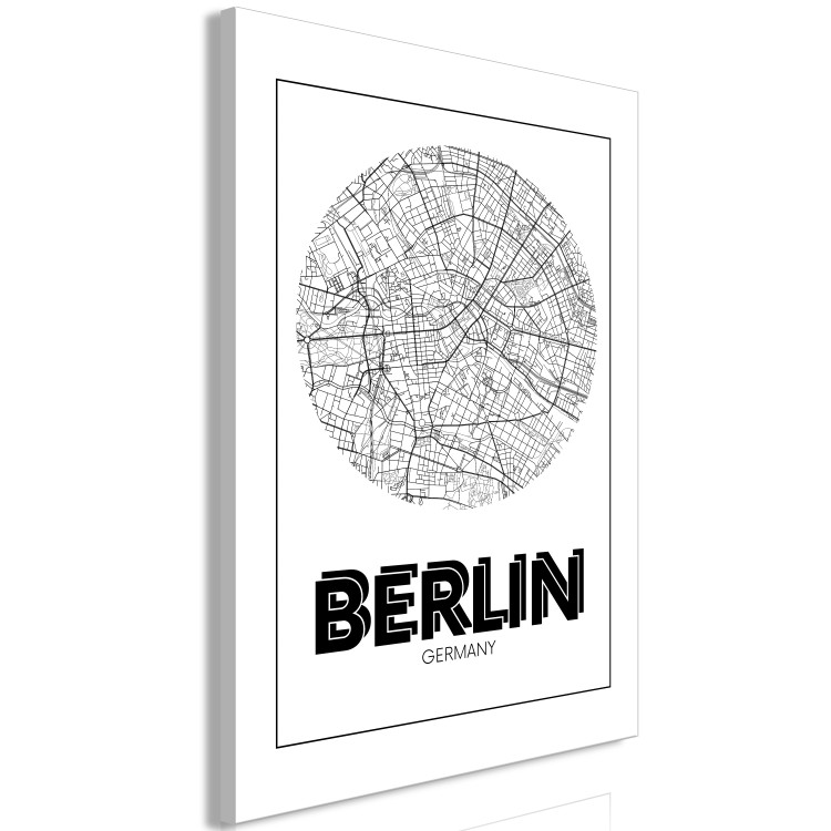 Canvas Art Print Berlin - black and white minimalistic map of the German capital 118438 additionalImage 2