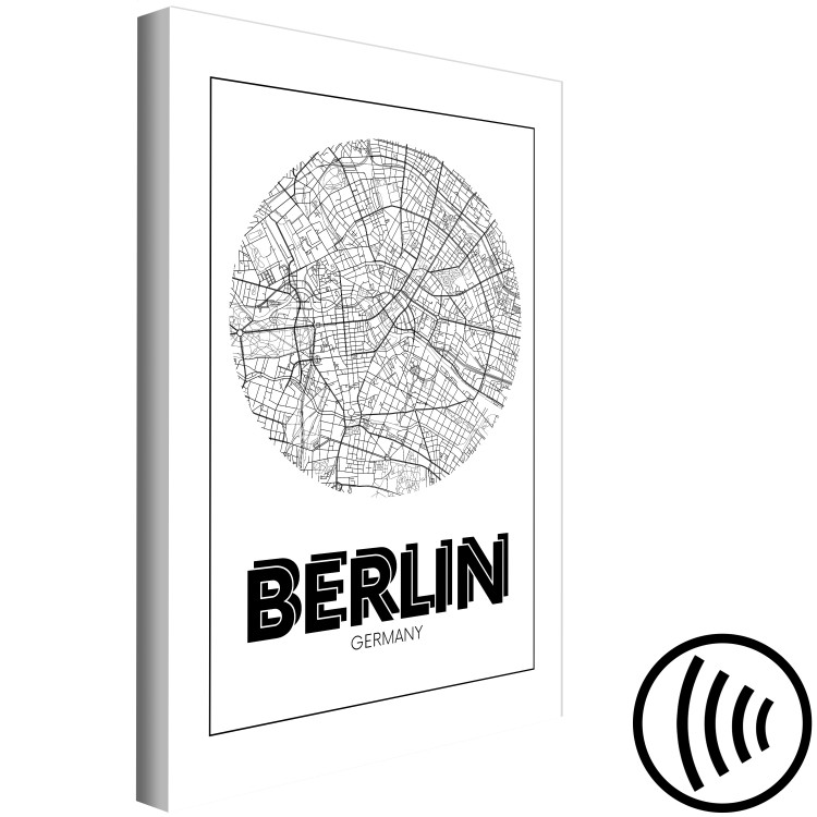 Canvas Art Print Berlin - black and white minimalistic map of the German capital 118438 additionalImage 6