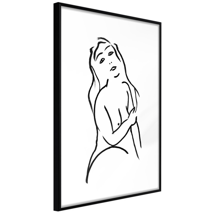 Poster Passionate Touch - black and white simple line art with the silhouette of a naked woman 119038 additionalImage 13