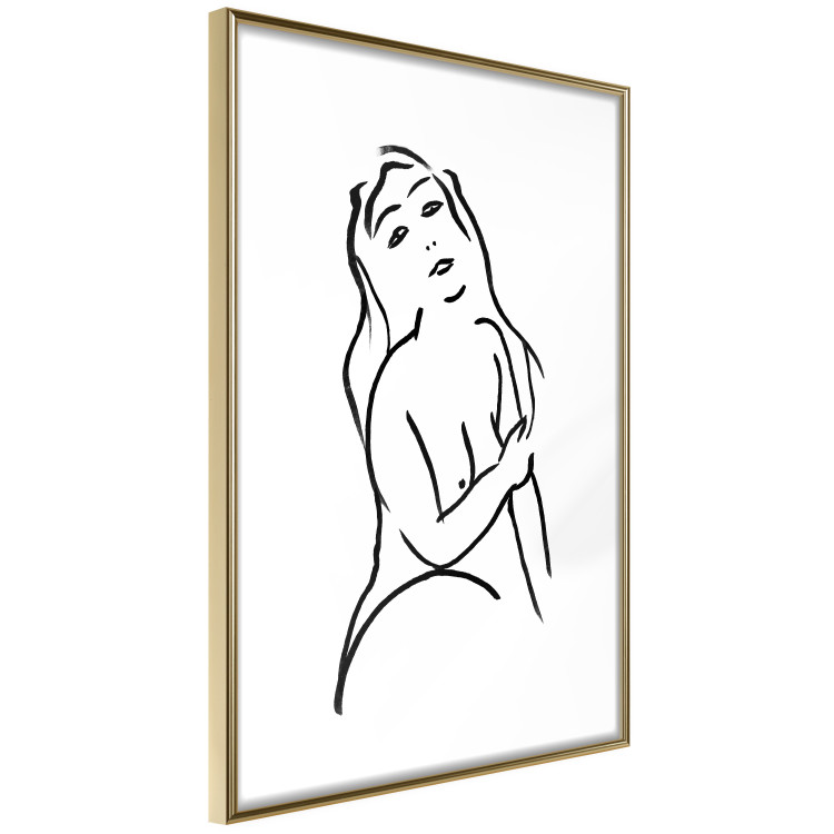 Poster Passionate Touch - black and white simple line art with the silhouette of a naked woman 119038 additionalImage 8