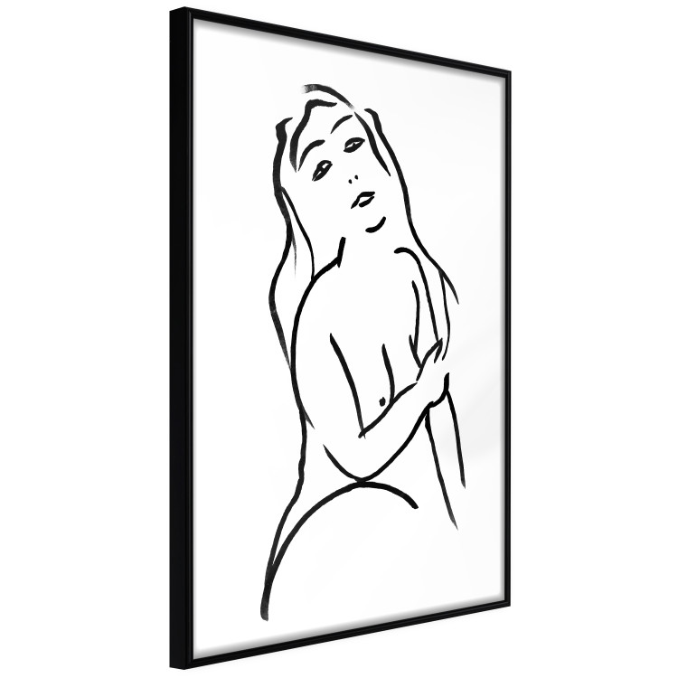 Poster Passionate Touch - black and white simple line art with the silhouette of a naked woman 119038 additionalImage 12