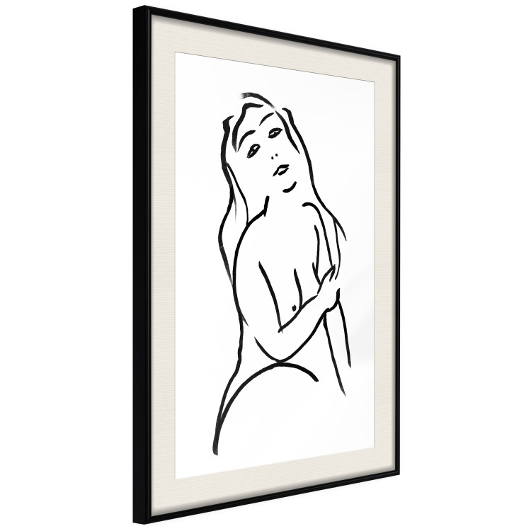 Poster Passionate Touch - black and white simple line art with the silhouette of a naked woman 119038 additionalImage 3