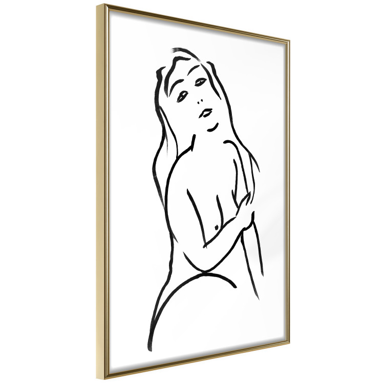 Poster Passionate Touch - black and white simple line art with the silhouette of a naked woman 119038 additionalImage 14