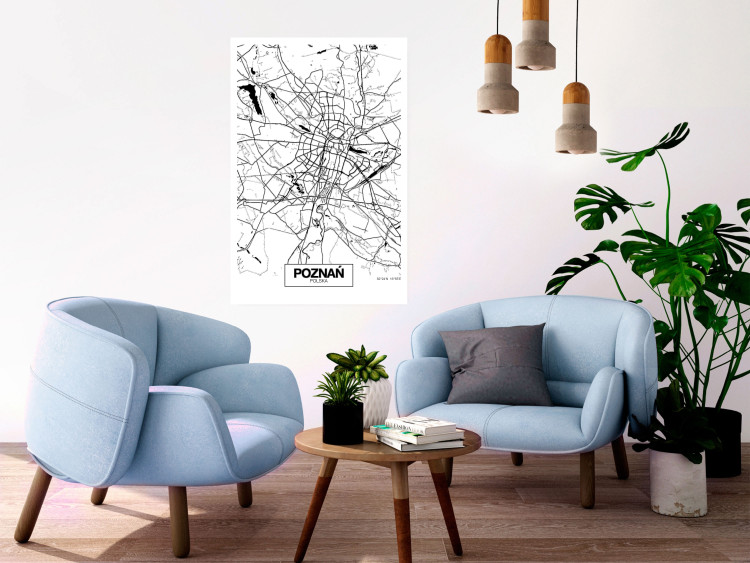 Wall Poster City Map: Poznań - black and white map of Poznań with city name 123838 additionalImage 17
