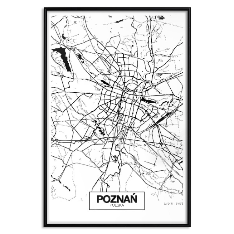 Wall Poster City Map: Poznań - black and white map of Poznań with city name 123838 additionalImage 18