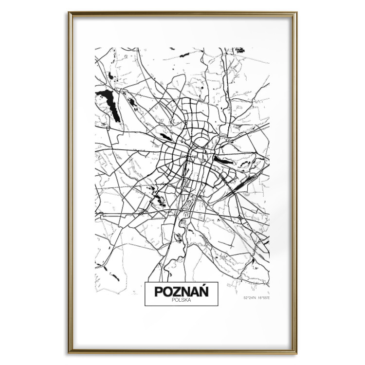 Wall Poster City Map: Poznań - black and white map of Poznań with city name 123838 additionalImage 14