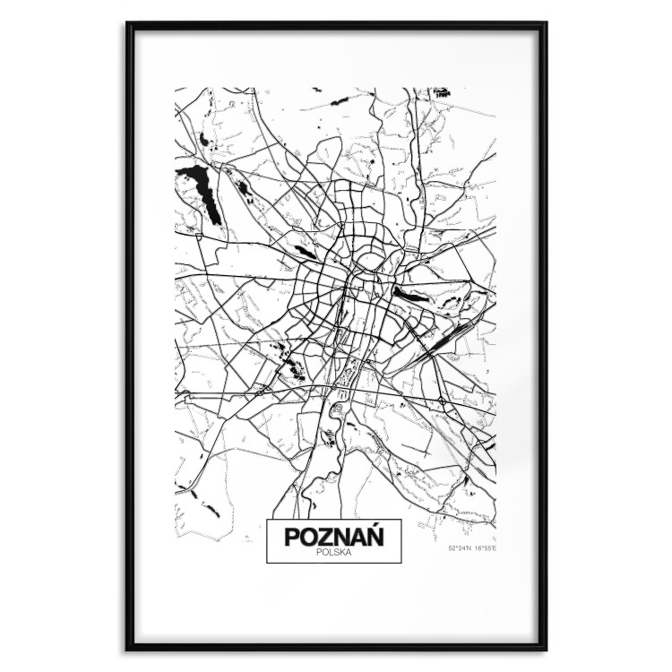 Wall Poster City Map: Poznań - black and white map of Poznań with city name 123838 additionalImage 15