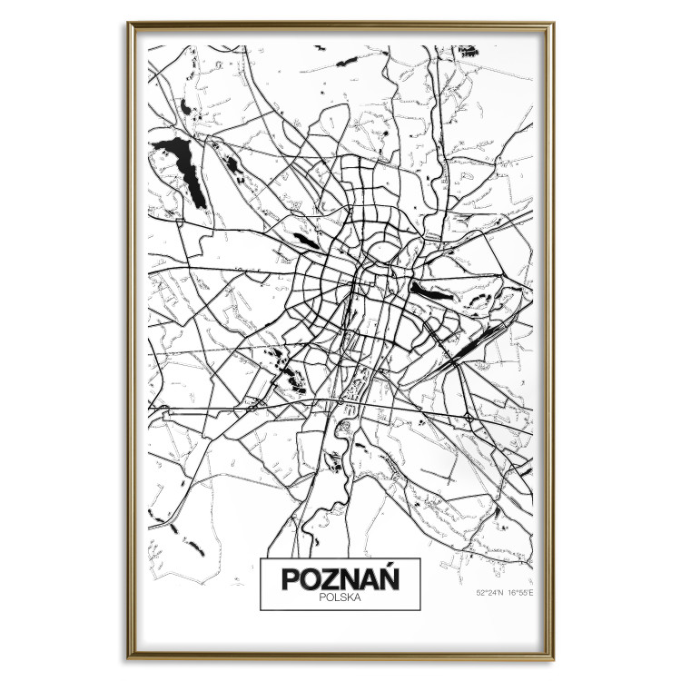 Wall Poster City Map: Poznań - black and white map of Poznań with city name 123838 additionalImage 16