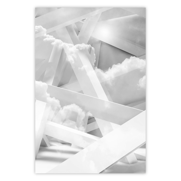 Wall Poster Celestial Structure - white abstraction of clouds and geometric figures 123938