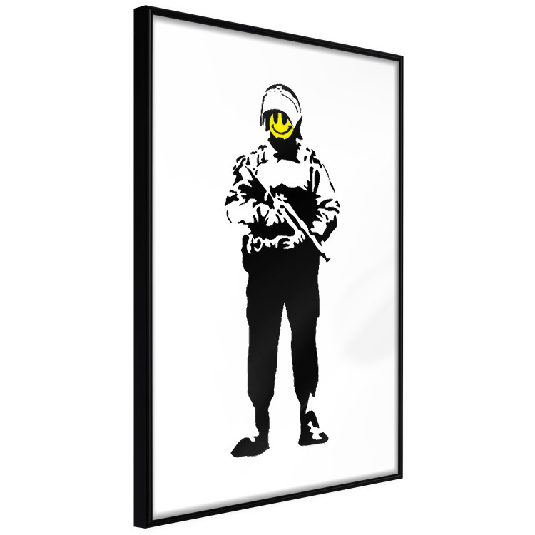 Poster Smiling Policeman - black and white character with gun and yellow smiley face 124438 additionalImage 10