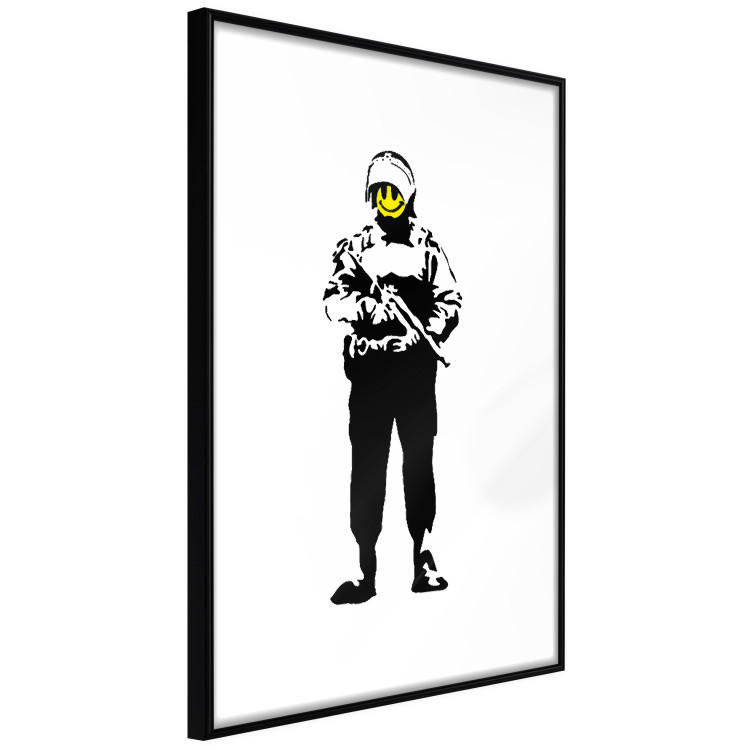Poster Smiling Policeman - black and white character with gun and yellow smiley face 124438 additionalImage 11