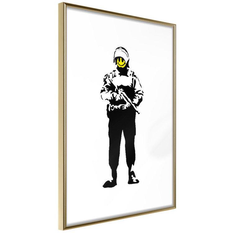 Poster Smiling Policeman - black and white character with gun and yellow smiley face 124438 additionalImage 6