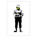 Poster Smiling Policeman - black and white character with gun and yellow smiley face 124438