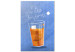 Canvas Art Print There is always time for tea - a glass on a blue background with an inscription in English to the room and dining room 125238