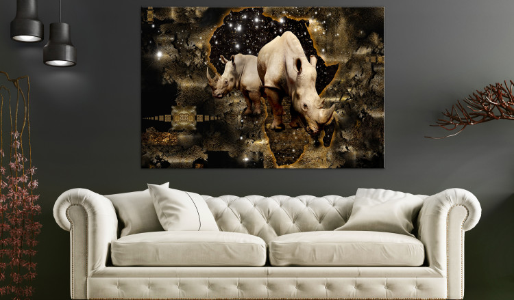 Large canvas print Golden Rhino [Large Format] 125438 additionalImage 6