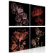 Canvas Art Print Four flowers - a composition with floral motifs on a black background 126538 additionalThumb 2