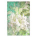 Poster Green Breath - texture with white Lily flower on green background 127838