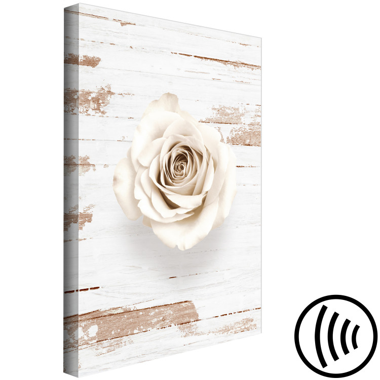 Canvas Art Print Pastel Swirl (1-part) vertical - rose on a light wooden background 128038 additionalImage 6