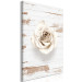 Canvas Art Print Pastel Swirl (1-part) vertical - rose on a light wooden background 128038 additionalThumb 2