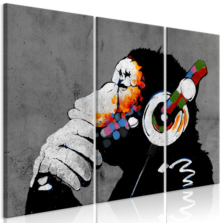 Canvas Hot Rhythms (3-part) - artistic mural of figures with headphones 128938 additionalImage 2