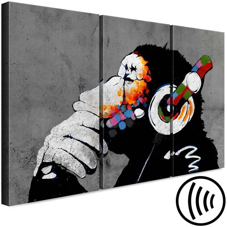 Canvas Hot Rhythms (3-part) - artistic mural of figures with headphones 128938 additionalImage 6