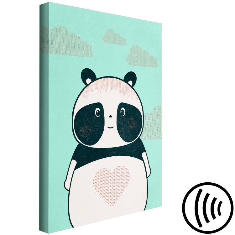 Canvas Print Caring Panda (1-part) vertical - pastel animal with a heart 129538 additionalImage 6
