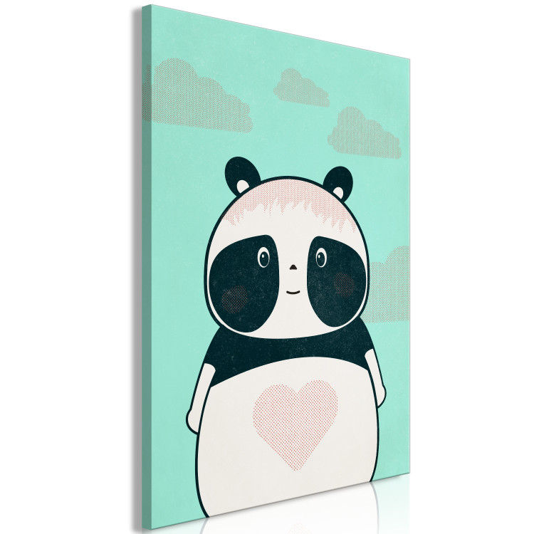 Canvas Print Caring Panda (1-part) vertical - pastel animal with a heart 129538 additionalImage 2