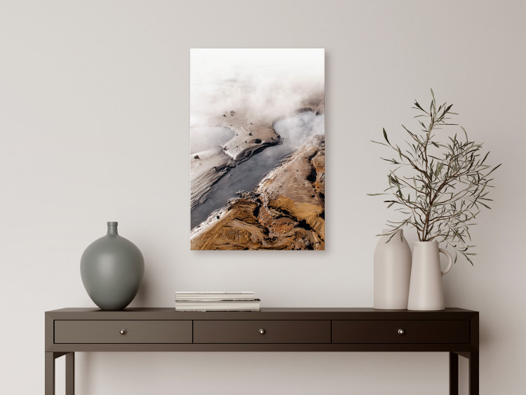 Canvas Hot Springs (1-piece) Vertical - landscape of misty terrain with water 130238 additionalImage 3