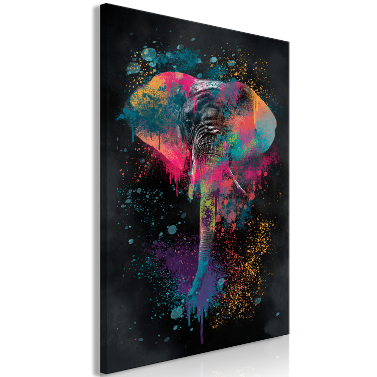 Canvas Art Print Colorful Safari (1-piece) Vertical - colorful elephant in watercolor motif 130438 additionalImage 2