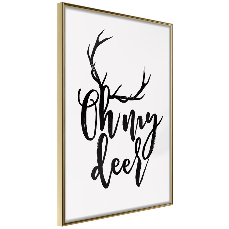 Poster Oh My Deer - deer antlers with English text on a light gray background 130738 additionalImage 14