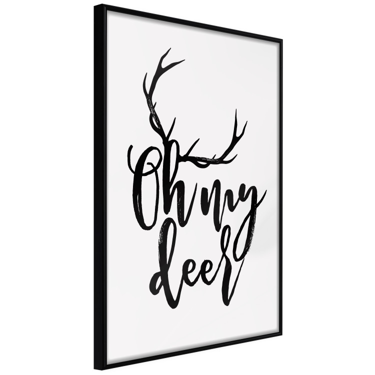 Poster Oh My Deer - deer antlers with English text on a light gray background 130738 additionalImage 13