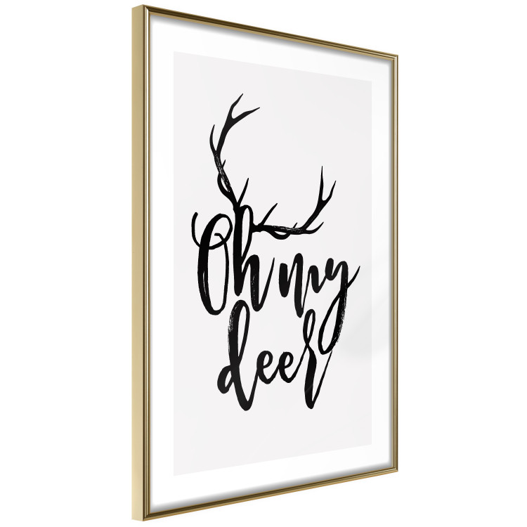 Poster Oh My Deer - deer antlers with English text on a light gray background 130738 additionalImage 9