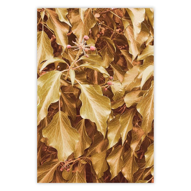 Poster Autumn Aura - plant composition on a hedge in sepia motif 131838