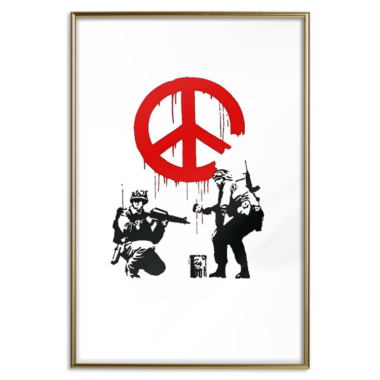 Wall Poster CND Soldiers - soldiers painting a hippie symbol in Banksy style 132438 additionalImage 16