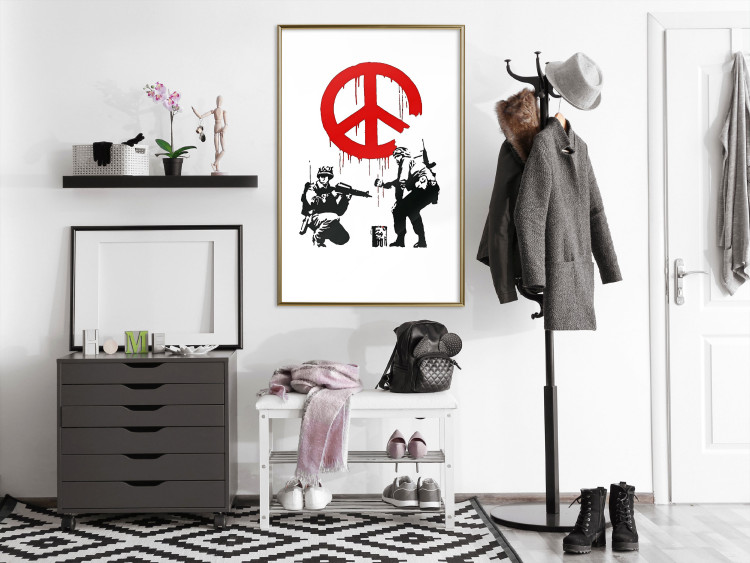 Wall Poster CND Soldiers - soldiers painting a hippie symbol in Banksy style 132438 additionalImage 7