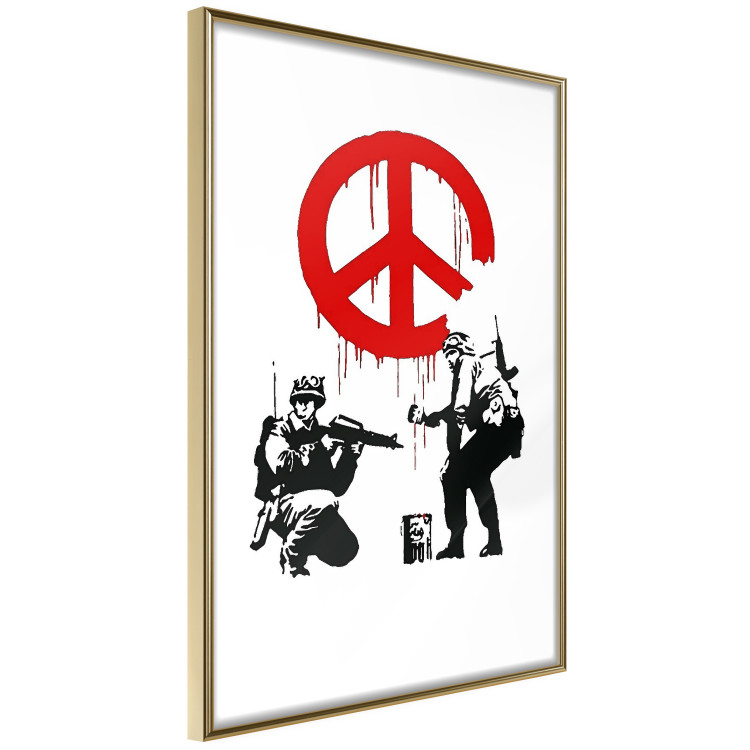 Wall Poster CND Soldiers - soldiers painting a hippie symbol in Banksy style 132438 additionalImage 14