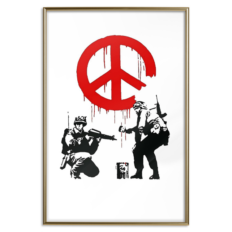 Wall Poster CND Soldiers - soldiers painting a hippie symbol in Banksy style 132438 additionalImage 20