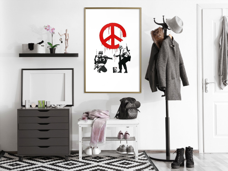 Wall Poster CND Soldiers - soldiers painting a hippie symbol in Banksy style 132438 additionalImage 15