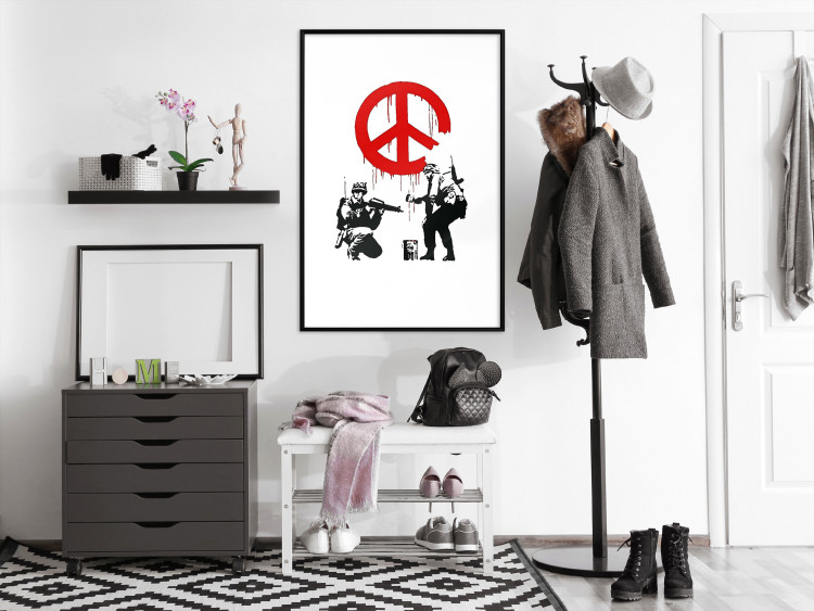 Wall Poster CND Soldiers - soldiers painting a hippie symbol in Banksy style 132438 additionalImage 4