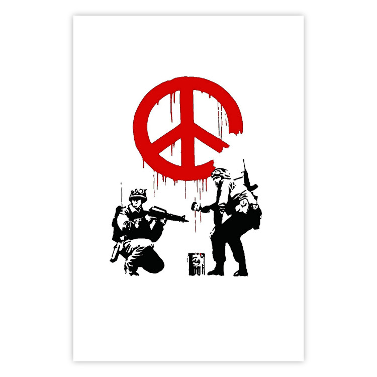 Wall Poster CND Soldiers - soldiers painting a hippie symbol in Banksy style 132438 additionalImage 19