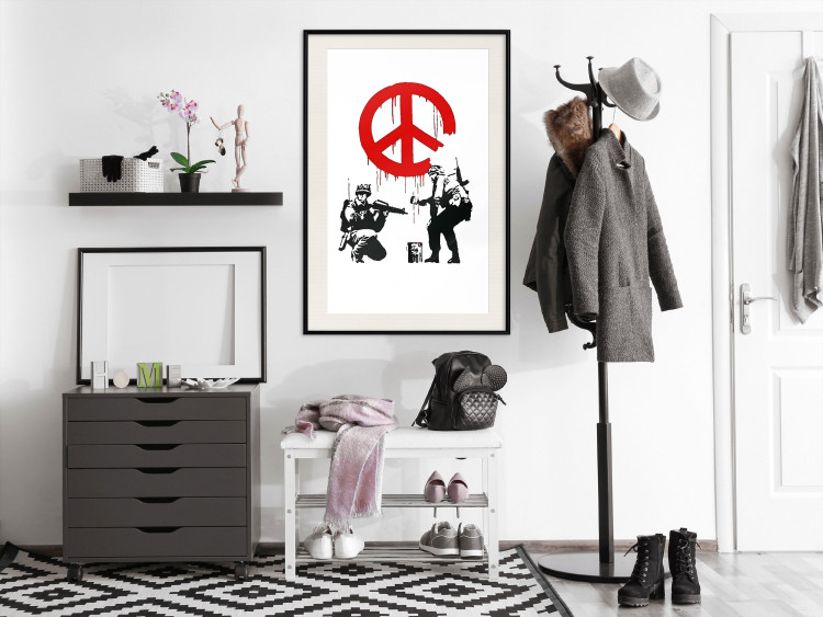 Wall Poster CND Soldiers - soldiers painting a hippie symbol in Banksy style 132438 additionalImage 22