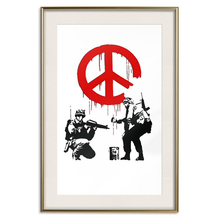 Wall Poster CND Soldiers - soldiers painting a hippie symbol in Banksy style 132438 additionalImage 19