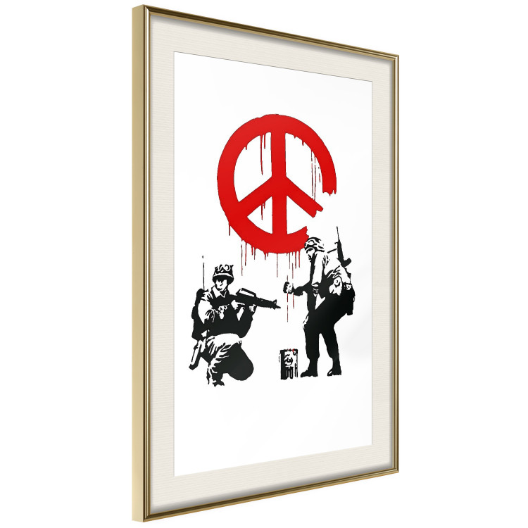 Wall Poster CND Soldiers - soldiers painting a hippie symbol in Banksy style 132438 additionalImage 2