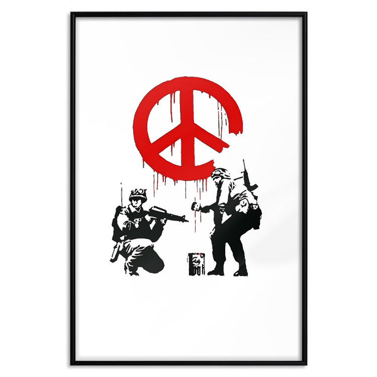 Wall Poster CND Soldiers - soldiers painting a hippie symbol in Banksy style 132438 additionalImage 15