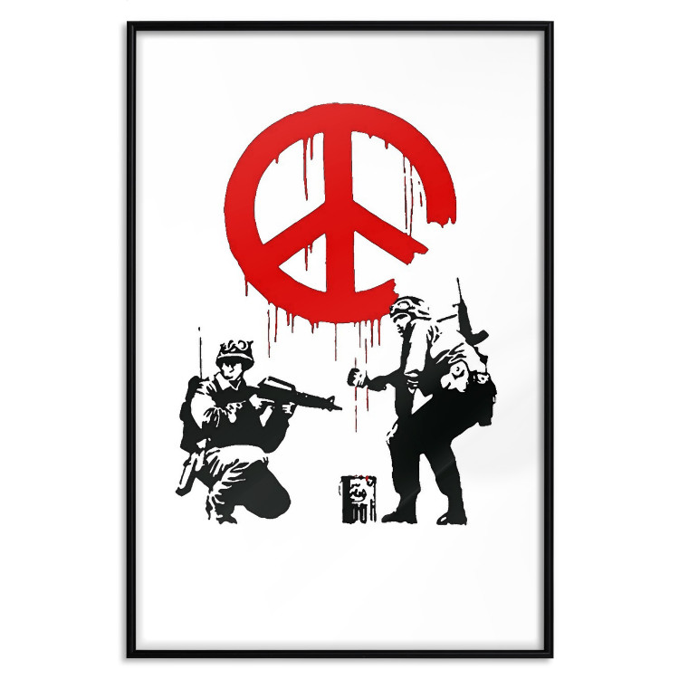 Wall Poster CND Soldiers - soldiers painting a hippie symbol in Banksy style 132438 additionalImage 18