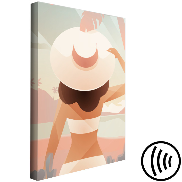 Canvas Girl in a hat on the beach - graphic with sea, woman and palm trees 135838 additionalImage 6