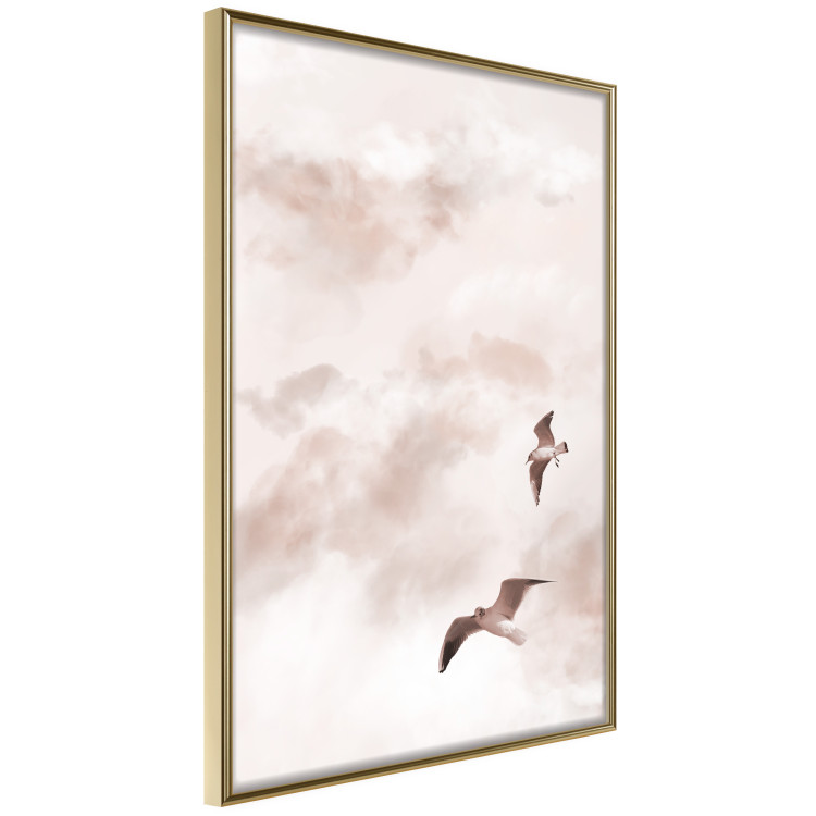Poster Celestial Lovers - birds and clouds against a pink sky background 136538 additionalImage 16