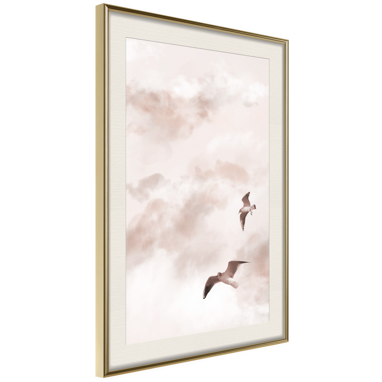 Poster Celestial Lovers - birds and clouds against a pink sky background 136538 additionalImage 19