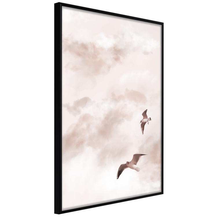 Poster Celestial Lovers - birds and clouds against a pink sky background 136538 additionalImage 17