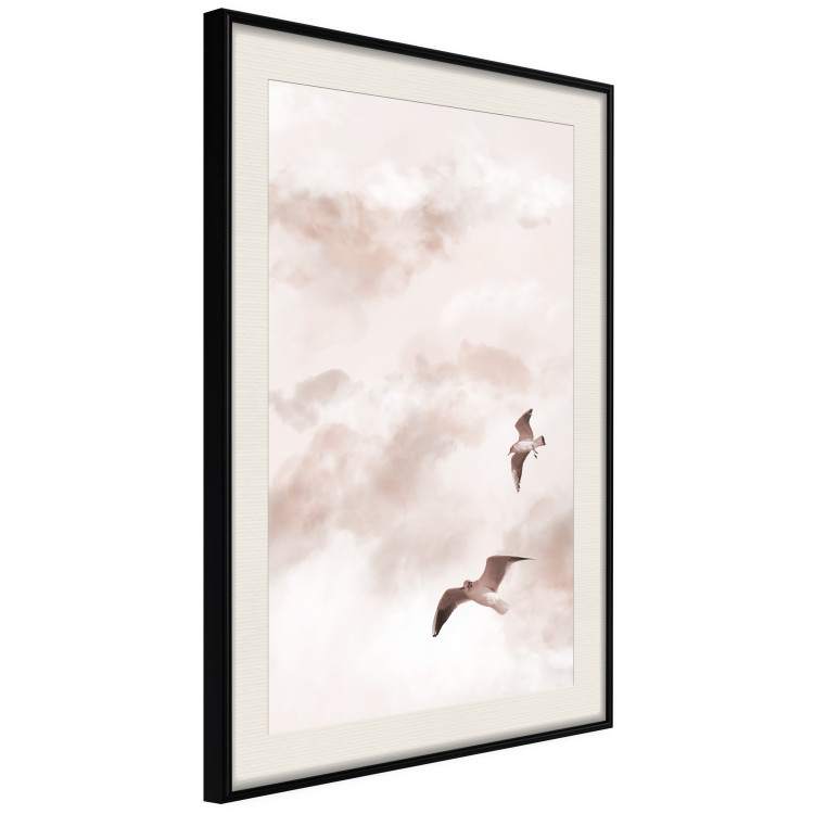 Poster Celestial Lovers - birds and clouds against a pink sky background 136538 additionalImage 21